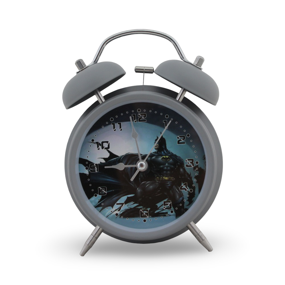 Batman Double-Bell Analog Alarm Clock Gray – (Large Size)