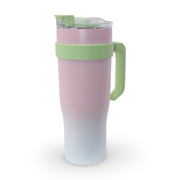 Travel Mug – Pink with Green Handle (1200 ml)