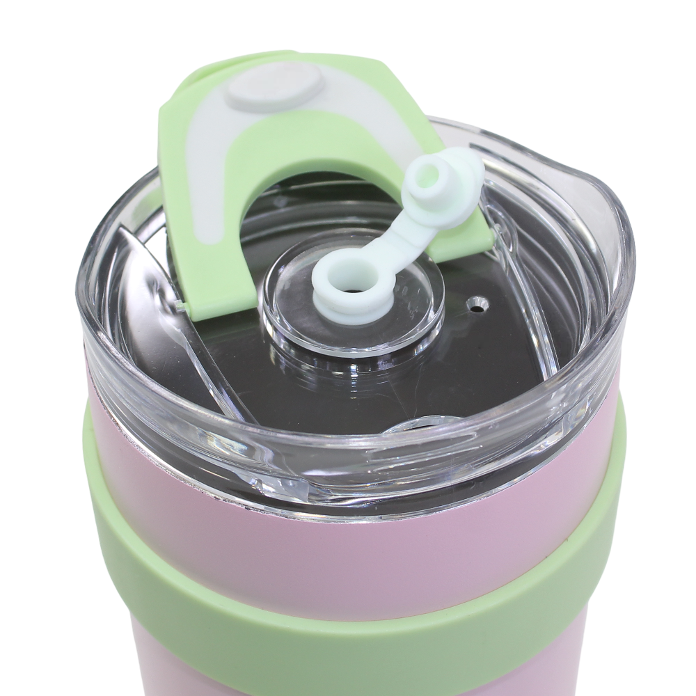 Travel Mug – Pink with Green Handle (1200 ml)