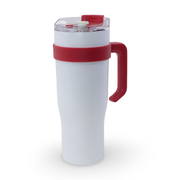 Travel Mug with Handle – White & Red (1200 ml)