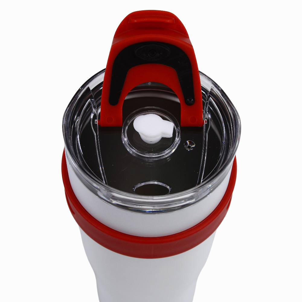 Straw Mug 1200ml – White with Red Handle