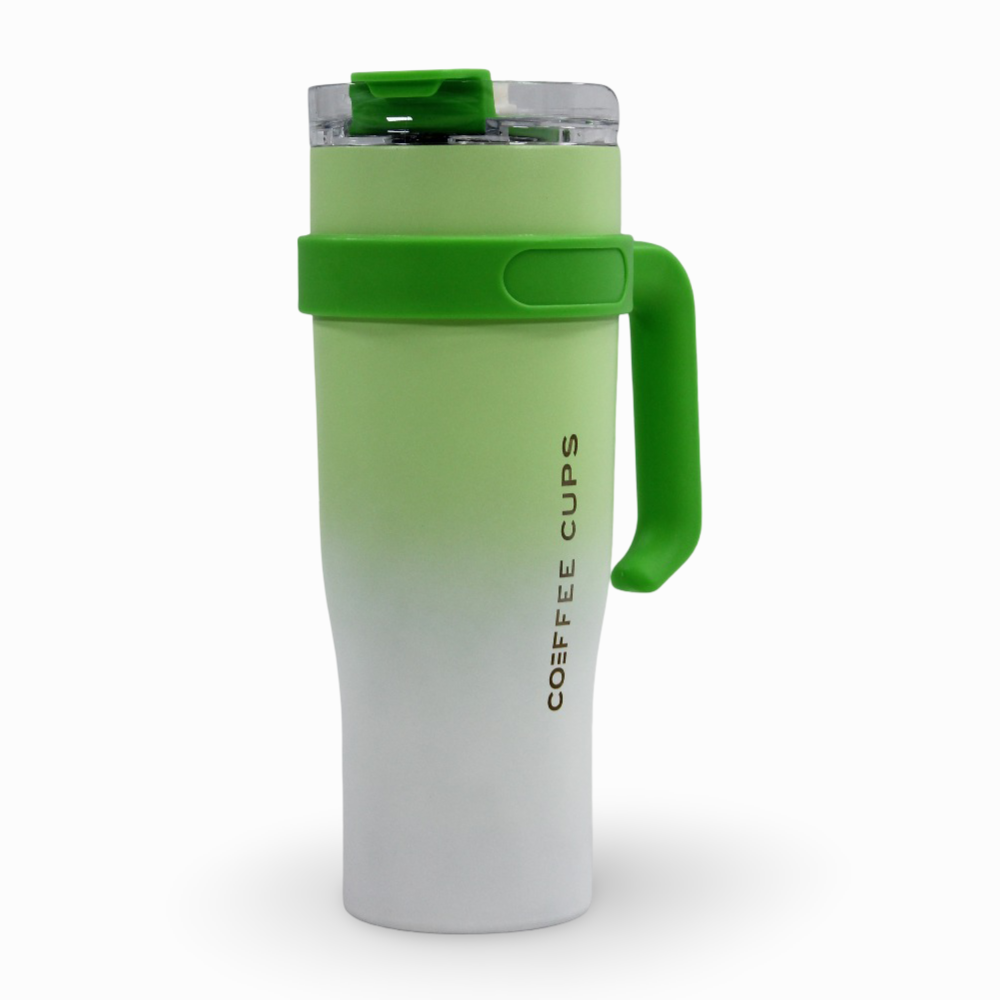 Straw Mug 1200ml – Lemon with Green Handle