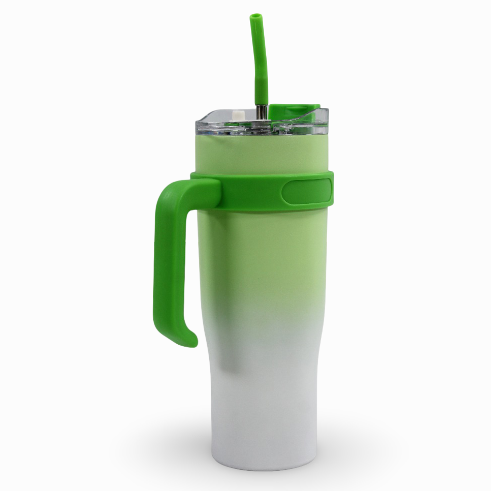 Straw Mug 1200ml – Lemon with Green Handle