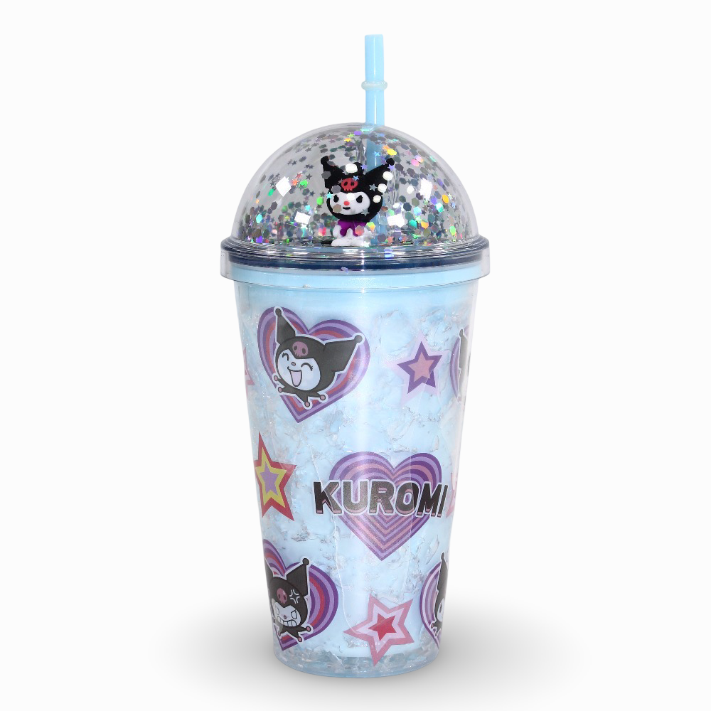 Porcelain Mug with Straw – Blue with Kuromi Design