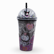 Porcelain Mug with Straw – Black with Kuromi Design