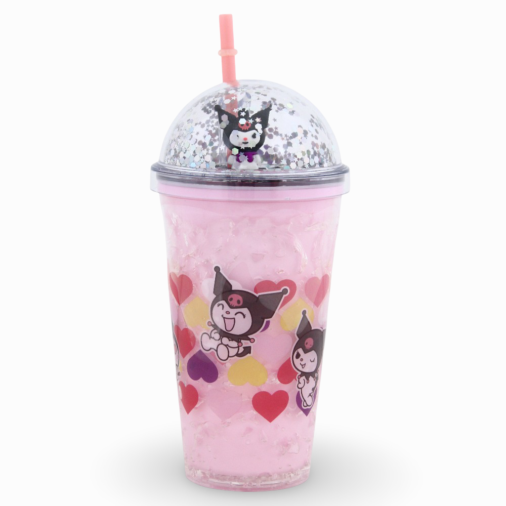 Porcelain Mug with Straw – Pink with Kuromi Design