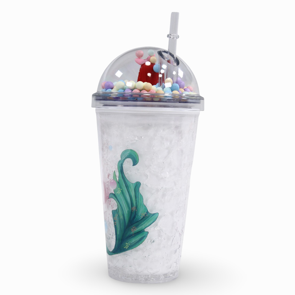 Porcelain Mug with Straw – White with Mermaid Design