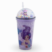 Porcelain Mug with Straw – Purple with Mermaid Design