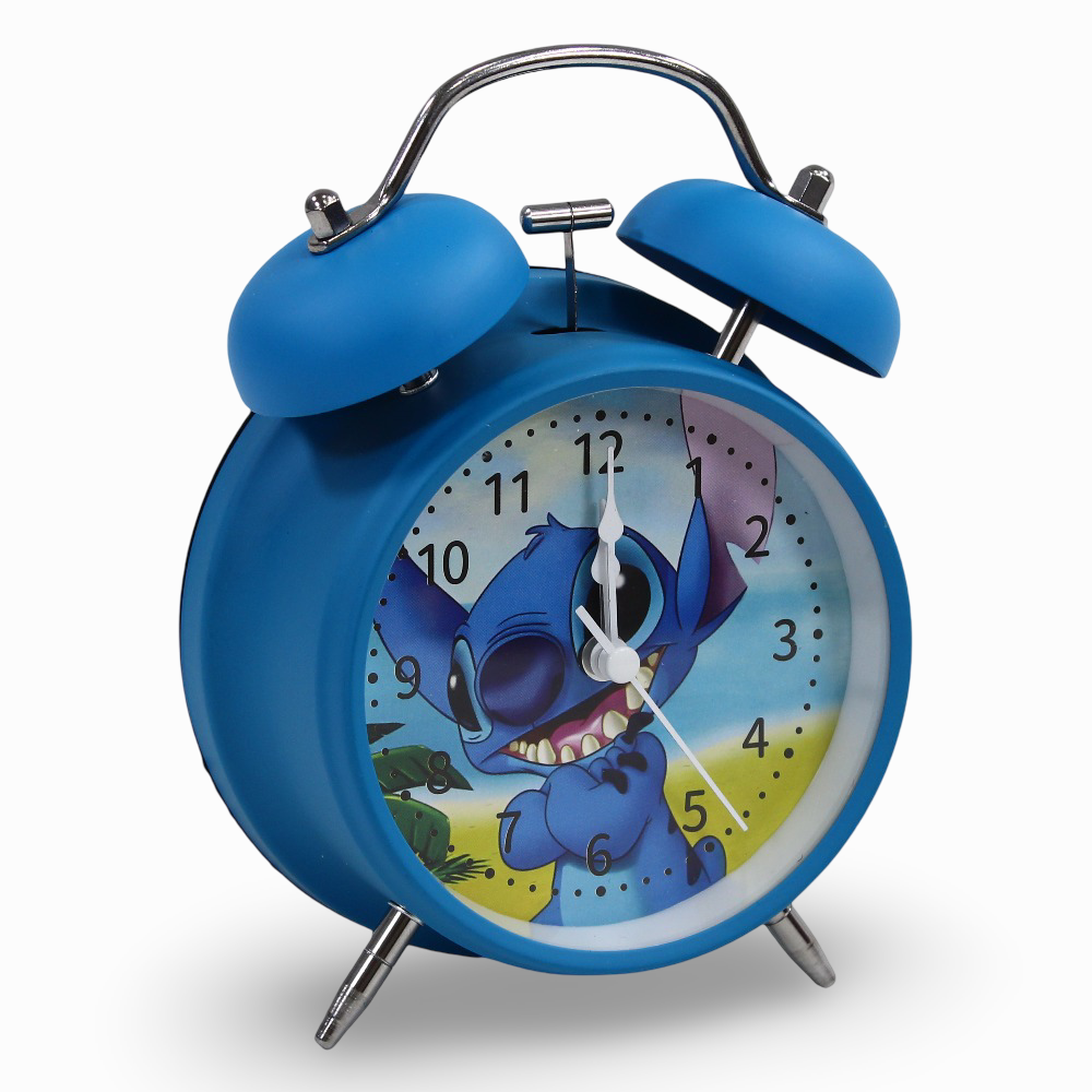 Metal Alarm Clock – Turquoise with Stitch Design