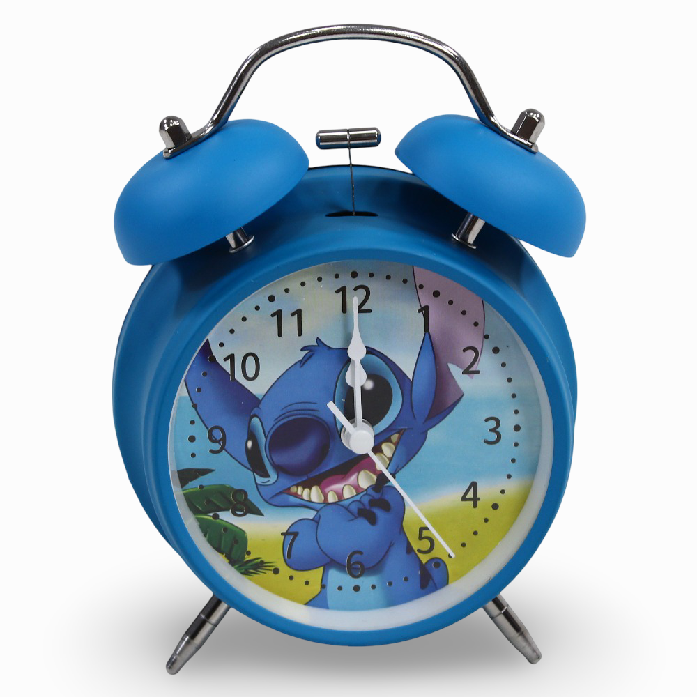 Metal Alarm Clock – Turquoise with Stitch Design