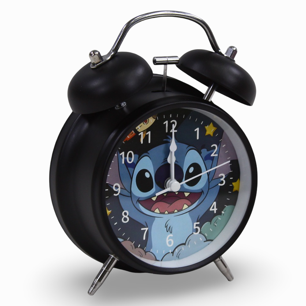 Metal Alarm Clock – Black with Stitch Design