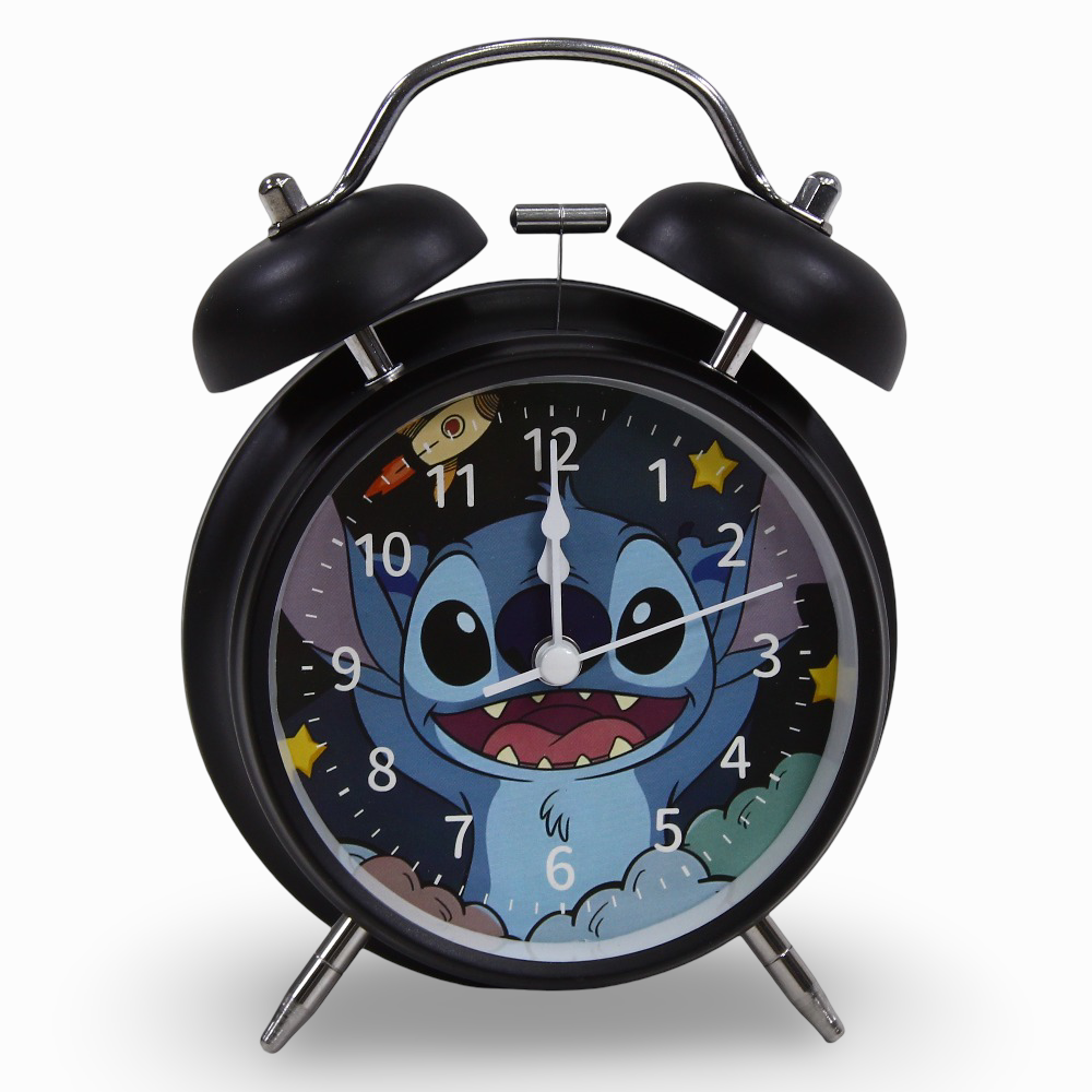 Metal Alarm Clock – Black with Stitch Design