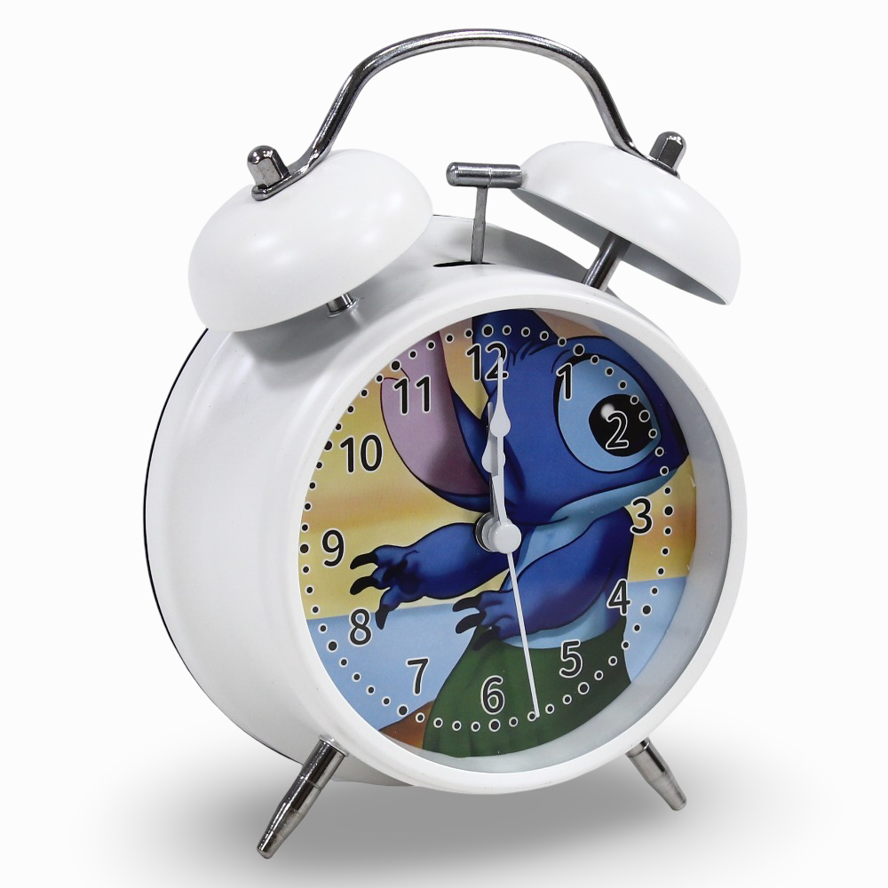 Metal Alarm Clock – White with Stitch Design