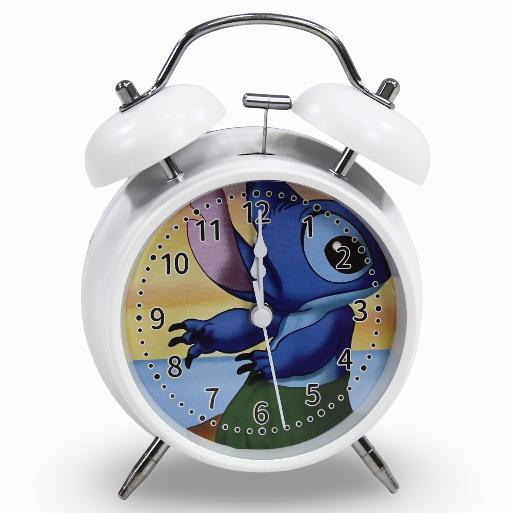 Metal Alarm Clock – White with Stitch Design