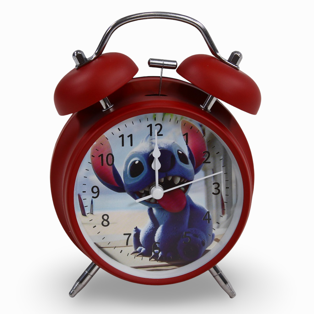 Metal Alarm Clock – Red with Stitch Design