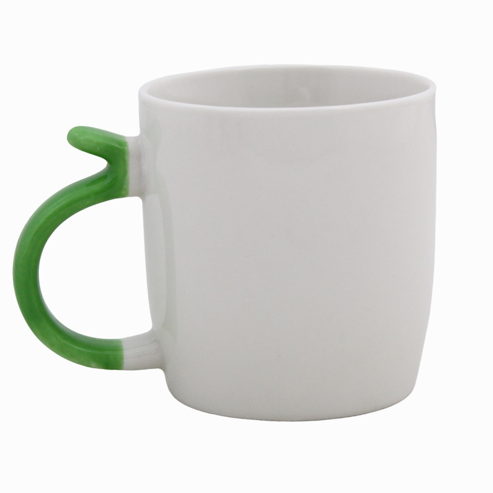 Porcelain Mug – Green Handle with Minnie Mouse Print