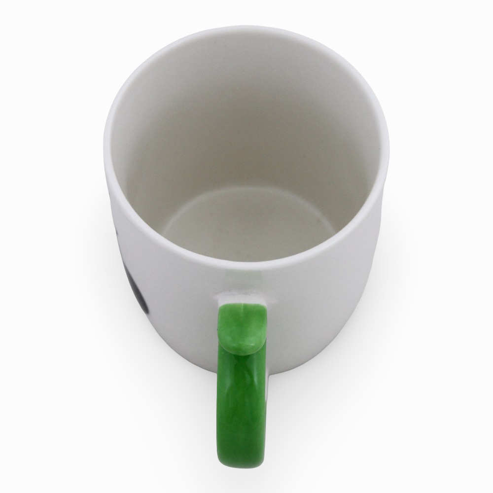 Porcelain Mug – Green Handle with Minnie Mouse Print