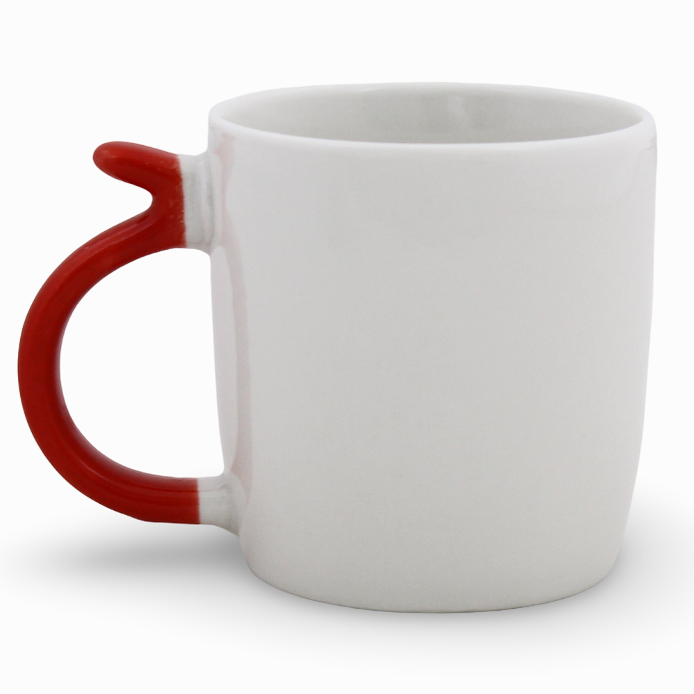 Porcelain Mug – Red Handle with Mickey Mouse Print