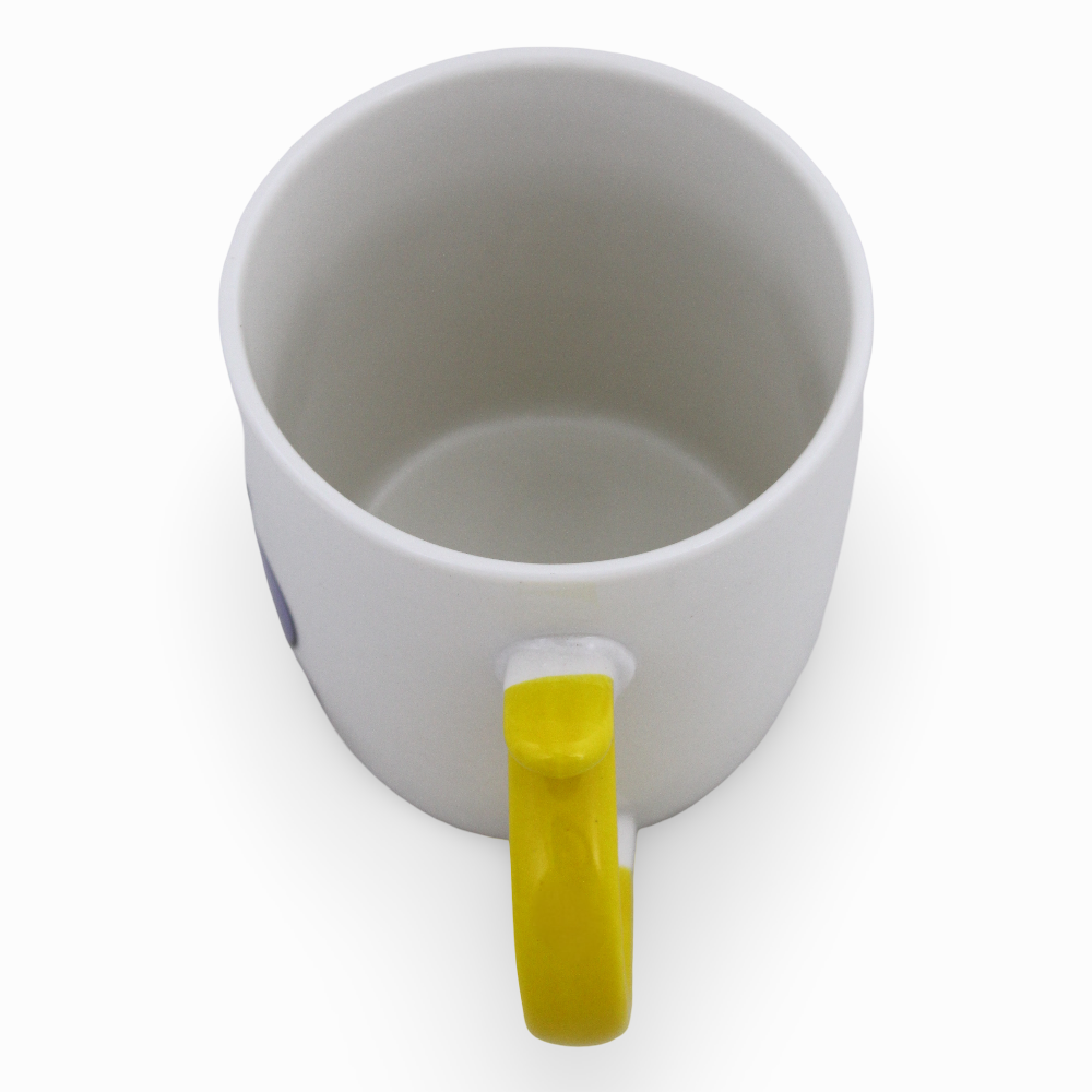 Porcelain Mug – Yellow Handle with Donald Duck Print