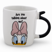 Porcelain Mug – Black Handle with Daisy Duck Print