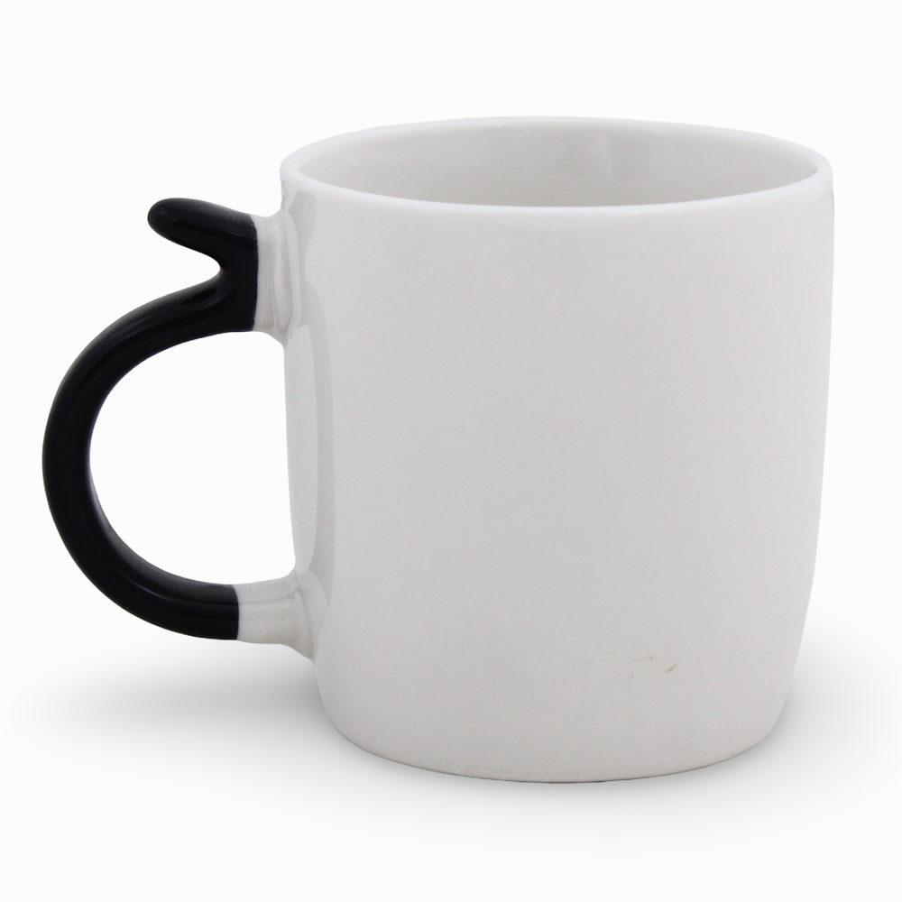 Porcelain Mug – Black Handle with Daisy Duck Print