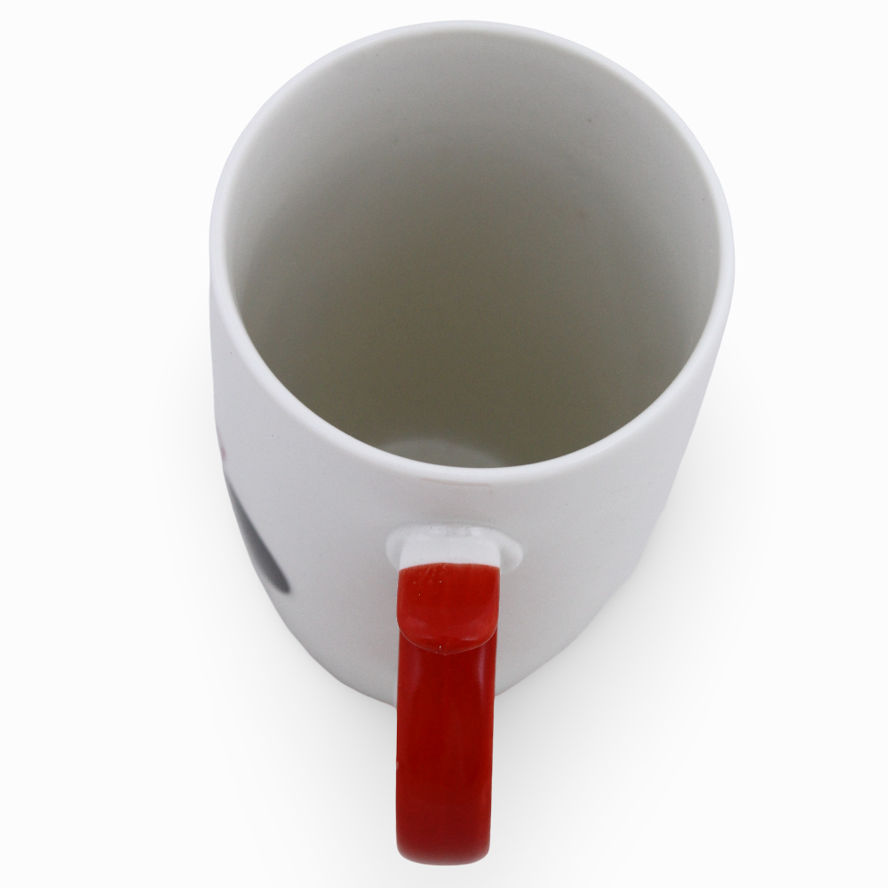 Clay Mug – Red Handle & Mickey Mouse Design