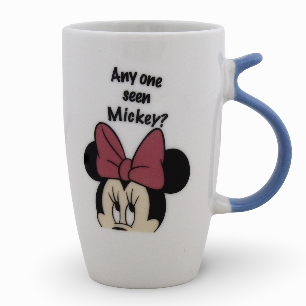 Clay Mug – Light Blue Handle & Minnie Mouse Design