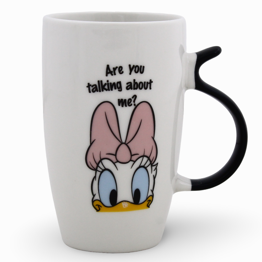 Clay Mug – Black Handle & Daisy Duck Design
