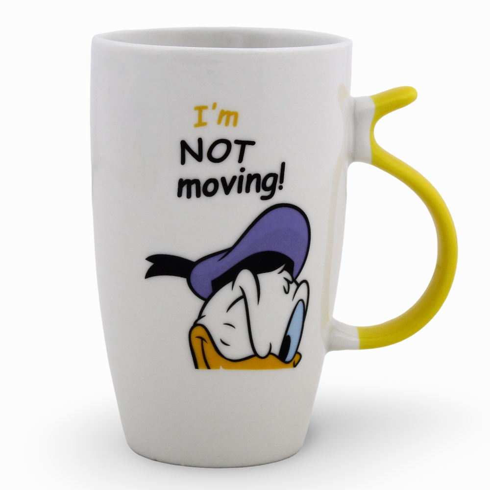 Clay Mug – Yellow Handle & Donald Duck Design
