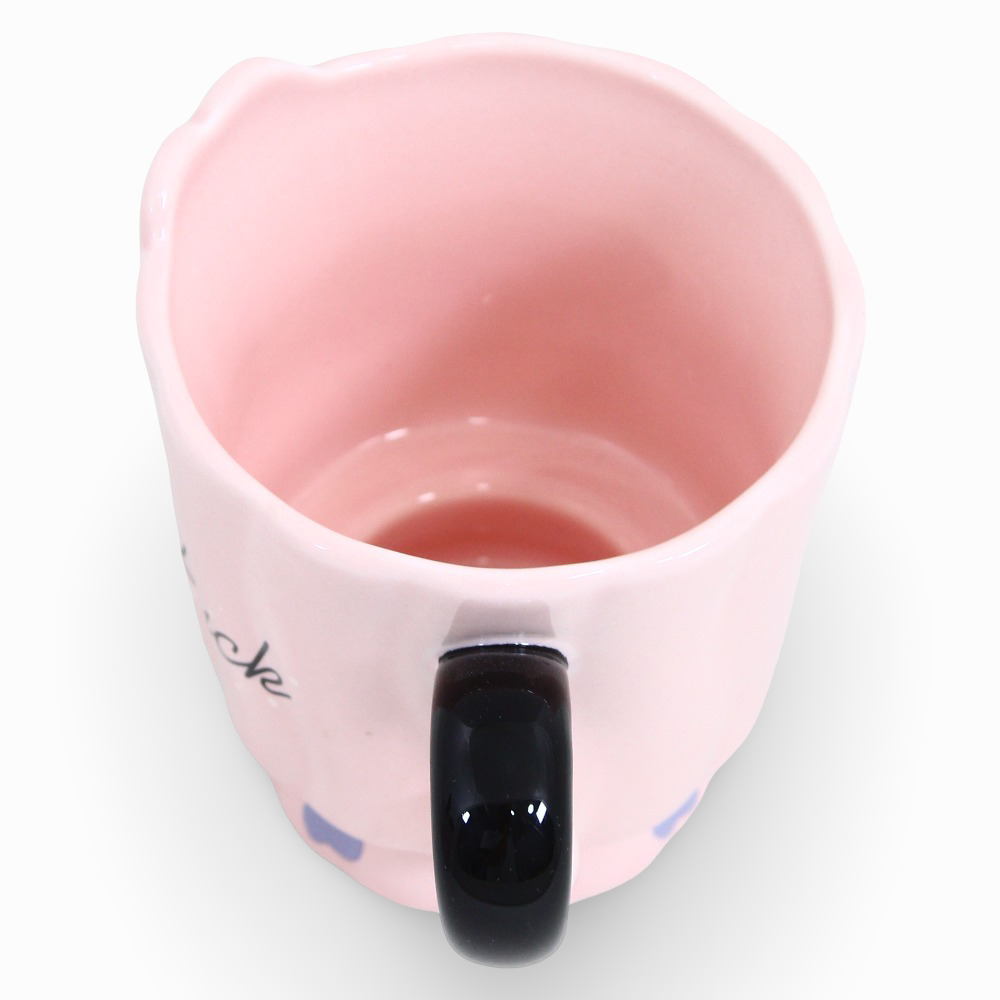 Porcelain Mug - Pink with "Luck" Print