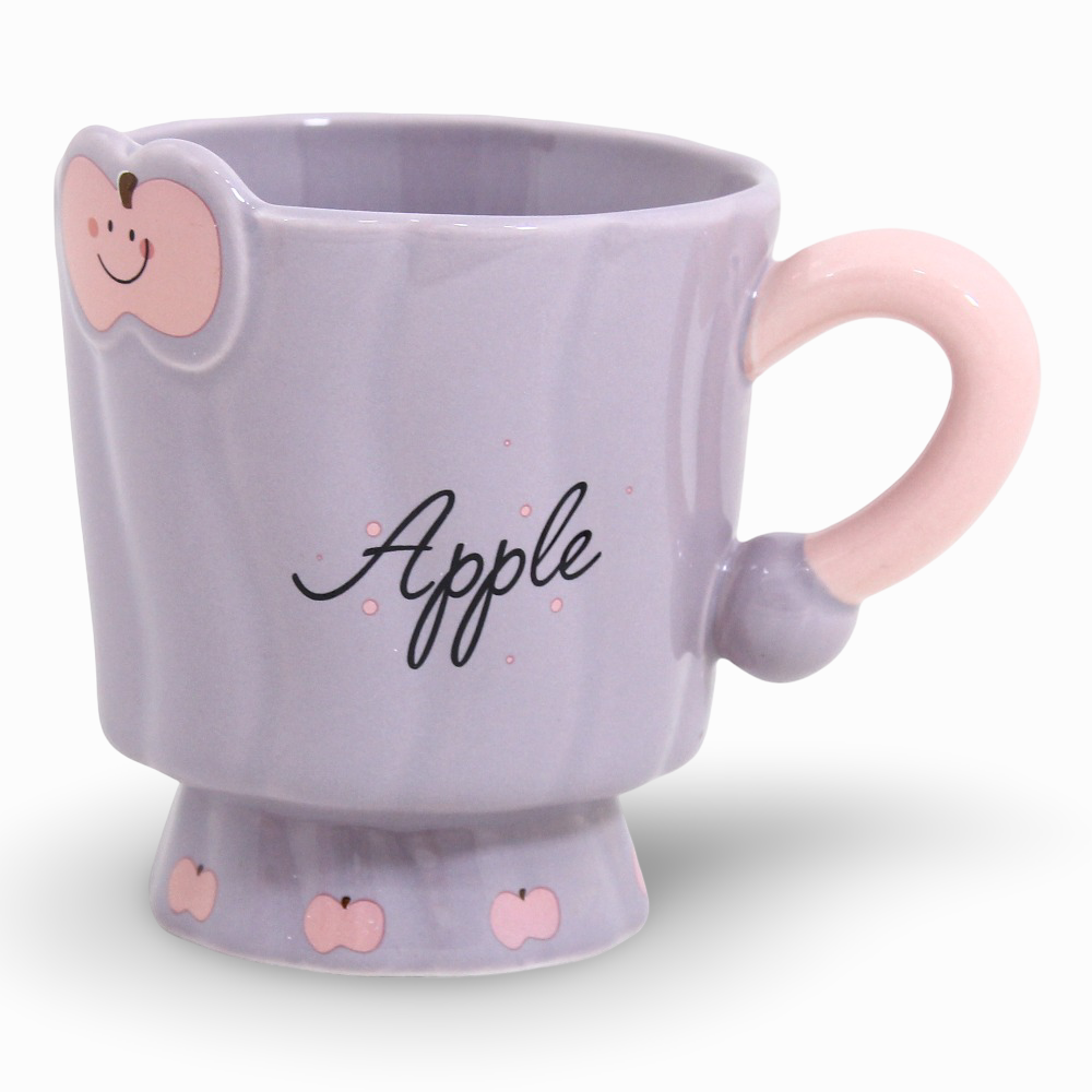 Porcelain Mug – Purple with "Apple" Print