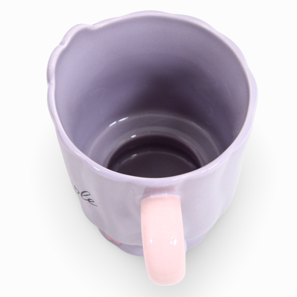 Porcelain Mug – Purple with "Apple" Print