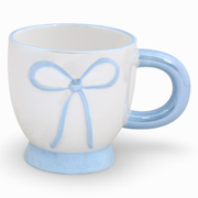 Porcelain Mug – White with a Baby Blue Bow