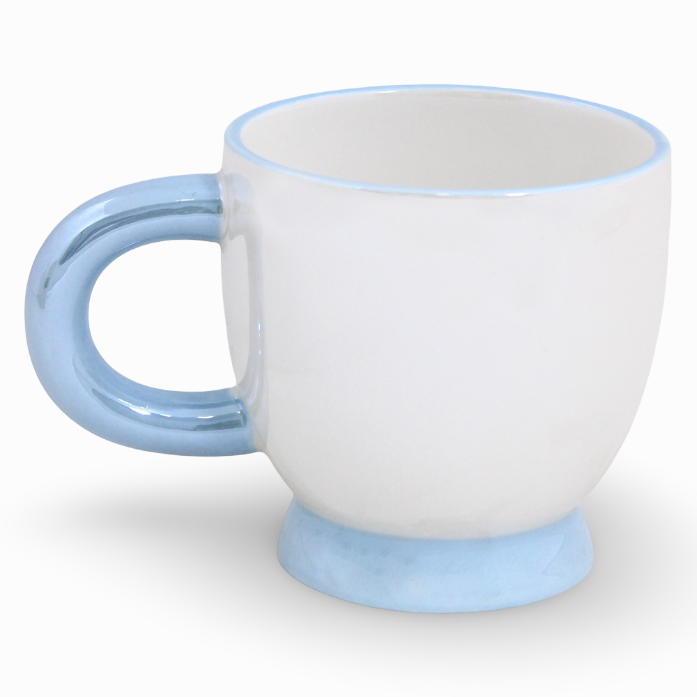 Porcelain Mug – White with a Baby Blue Bow