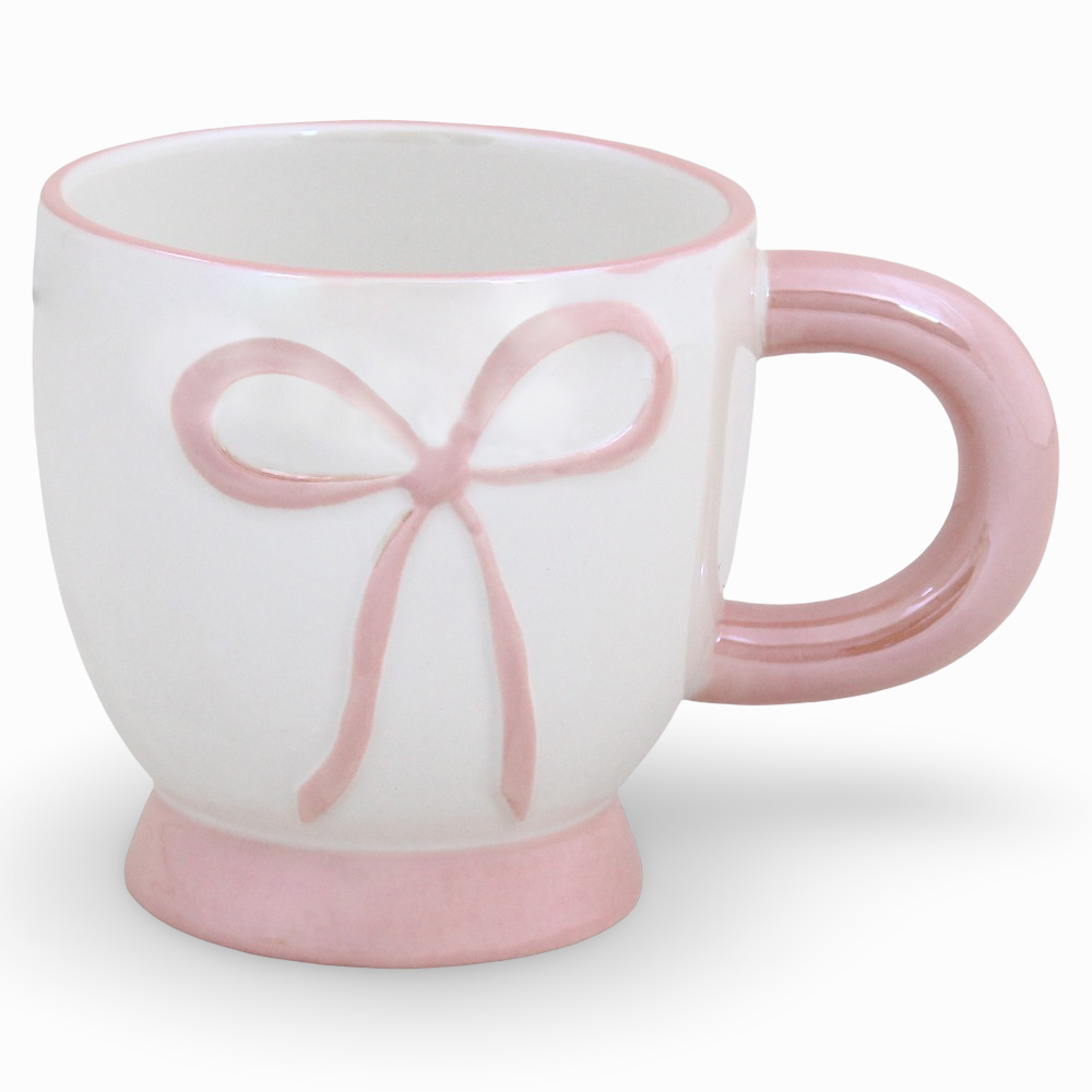 Porcelain Mug – White with a Pink Bow
