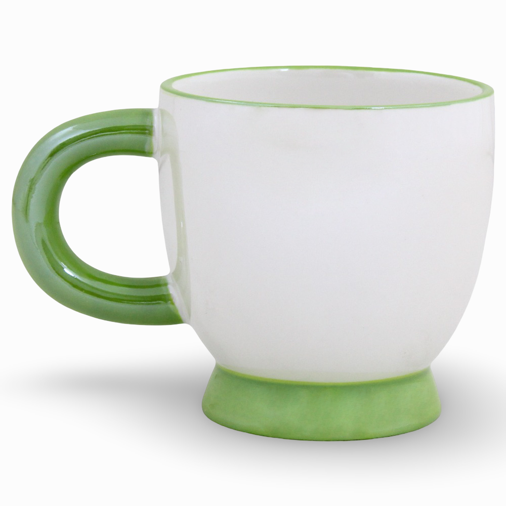 Porcelain Mug – White with a Green Bow