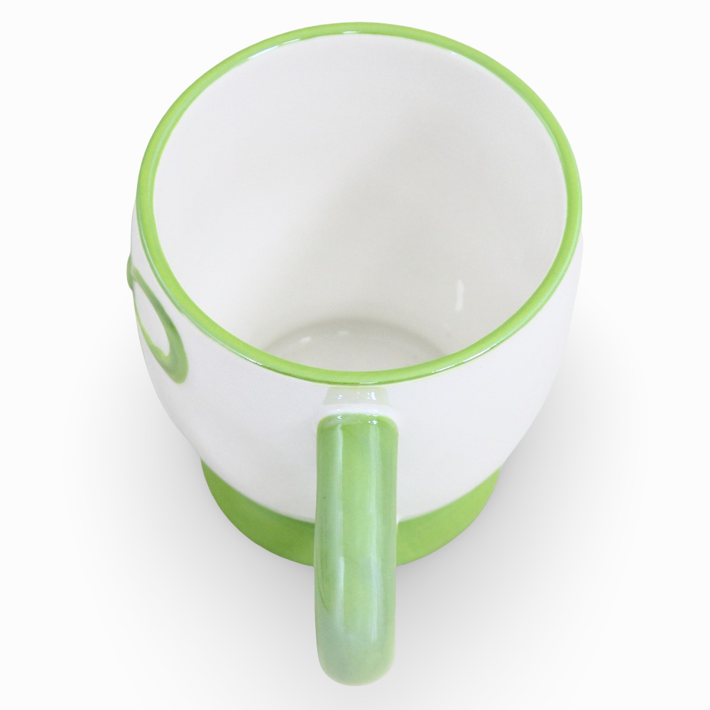 Porcelain Mug – White with a Green Bow