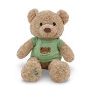 Teddy Bear Plush Toy - Coffee with Olive Knitted T-shirt