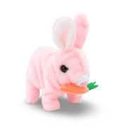 Rabbit with Battery-Operated Moving Carrot Plush Toy – Pink