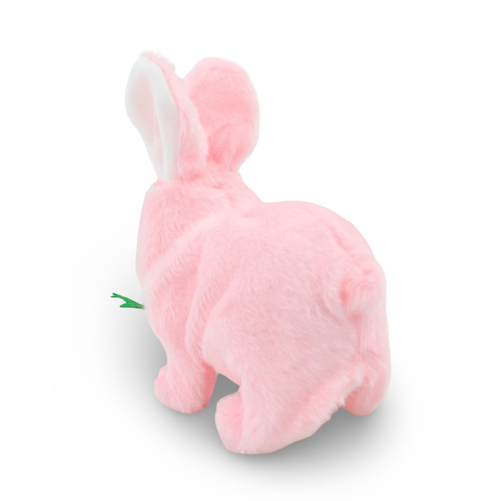 Rabbit with Battery-Operated Moving Carrot Plush Toy – Pink