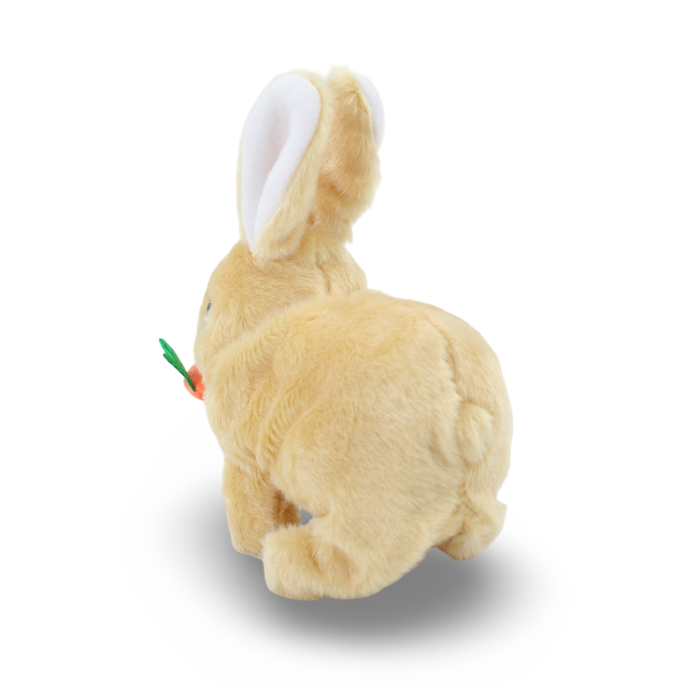 Rabbit with Battery-Operated Moving Carrot Plush Toy – Beige