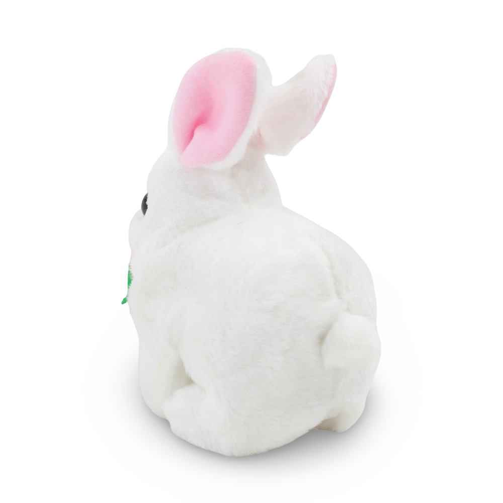Rabbit with Battery-Operated Moving Carrot Plush Toy – White