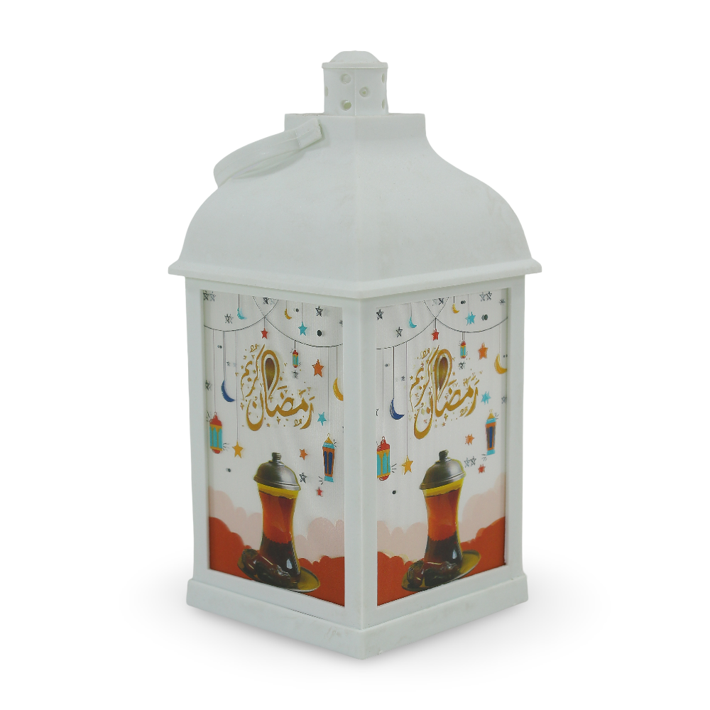 Acrylic Ramadan Lantern with Frosted Panels - White