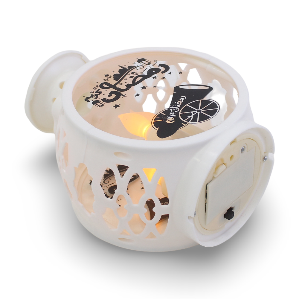 Ramadan Round Acrylic Lantern – White with 3 LED Candles