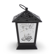 Ramadan Acrylic Lantern – Black with Mirror Glass & LED Candle