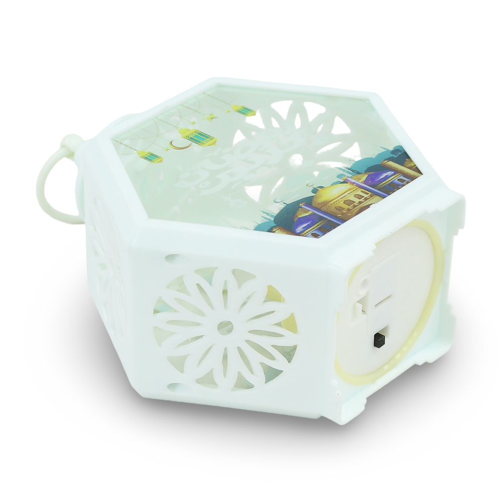 Ramadan Hexagon Acrylic LED Candle Lantern – White