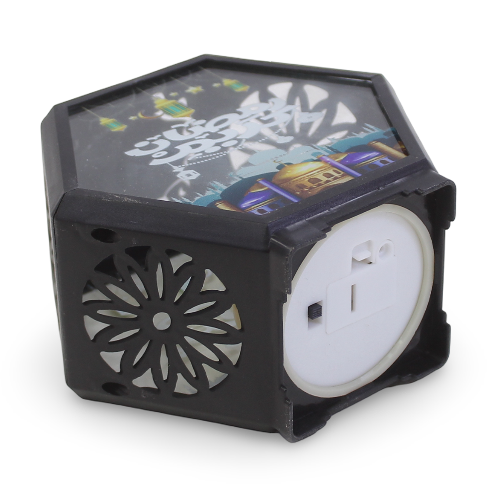Ramadan Hexagonal Acrylic Lantern – Black with LED Candle