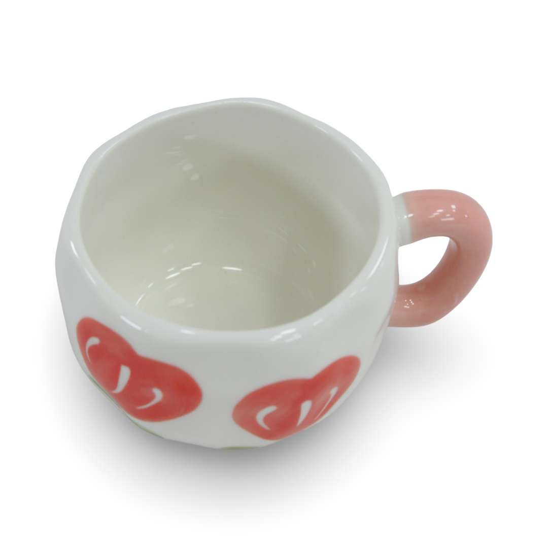 Shein Ceramic Mug – Flowers Design with Pink Handle