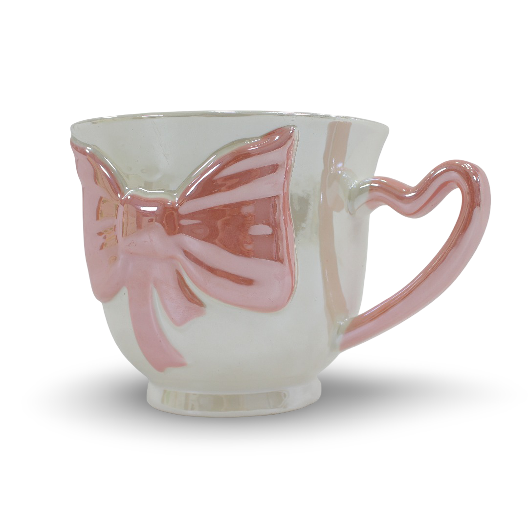 Bow Ceramic Mug – Pink