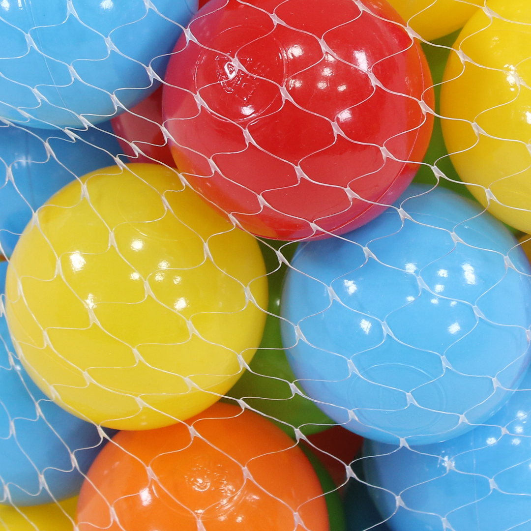 Mesh Bag of Colorful plastic Play Balls – 50 Balls